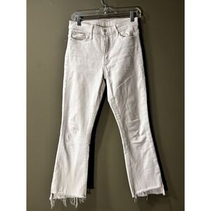 MOTHER Jeans The Insider Crop Step Fray Sz 27 White Cream Puffs 28x25 Distressed
